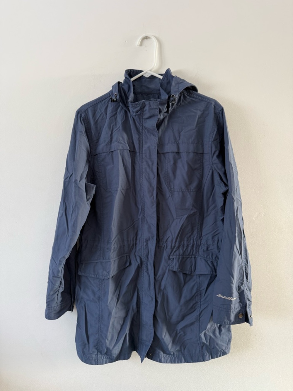 Eddie Bauer Navy Lightweight Hooded Anorak Jacket Rain Parka XL
